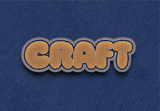 Orange And Blue Embroidered Patch Text Effect Bubble Outline Font
