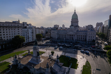 Aerial View Congressional Plaza and Congress Palace Buenos Aires