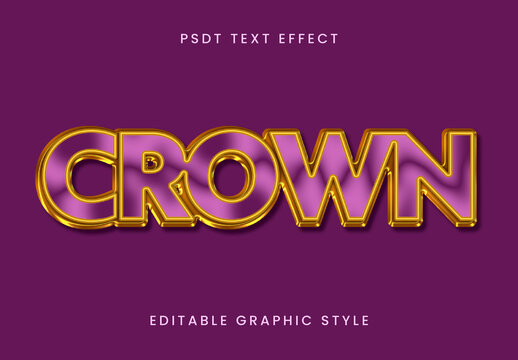 Purple And Gold Royal Gloss Text Effect Luxury Crown Font
