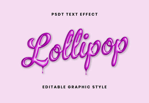 Purple And Pink Polished Curve Candy Text Effect Lollipop Script Font