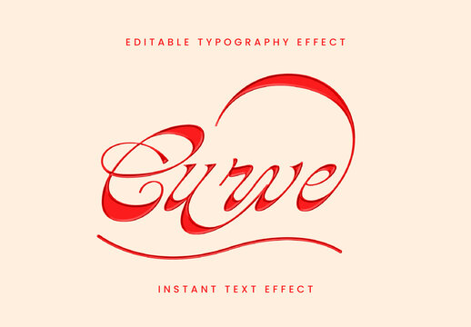 Red Hand-Lettered Ribbon Script Text Effect Elegant Stylish Font