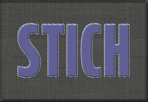 Purple And Gray Embroidered Patch Text Effect Textile Bold Font