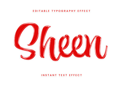 Red And White Gloss Ink Text Effect Shine Glossy Cursive Font