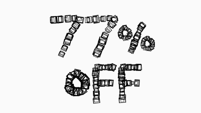 Black 77 Percent Off Animation On White Background For Sale And Business Concept 