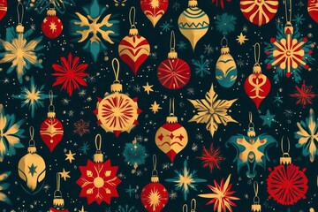 Christmas seamless pattern snowflakes stars bells