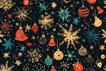 Holiday ornament flat vector seamless background
