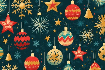 Modern flat Christmas ornament vector texture