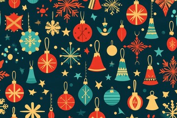 Holiday ornament flat vector seamless background