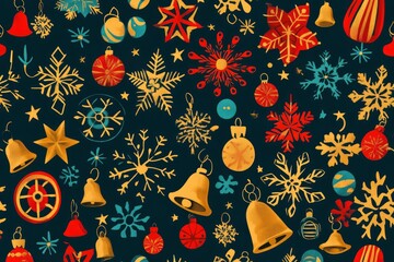 Modern flat Christmas ornament vector texture