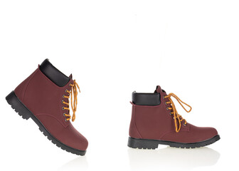 Burgundy Lace-Up Winter Trapper Boots