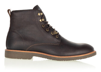 Mens Dark Brown Leather Lace-Up Boot Side View