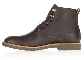 Mens Dark Brown Leather Lace-Up Boot