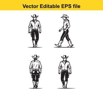 Cowboy walking in various poses