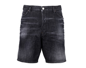 Men's Black Washed Denim Shorts Front View