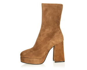 Brown Suede Platform Womans Ankle Boot