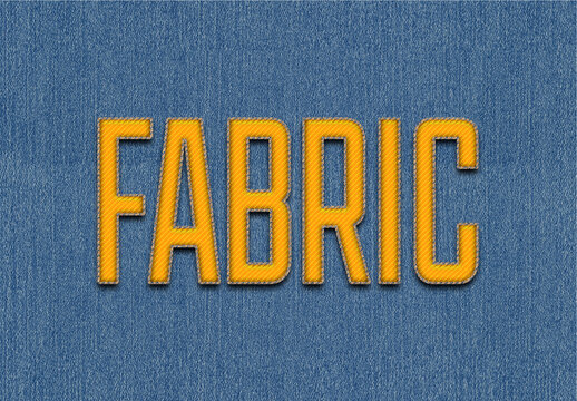 Yellow And Blue Embroidered Patch Text Effect Denim Stitch Font