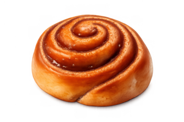 Cinnamon roll with sweet glaze, a classic breakfast pastry, fresh baked bun with a spiral design, delicious dessert food