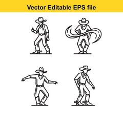 Fototapeta premium Four cowboy illustrations