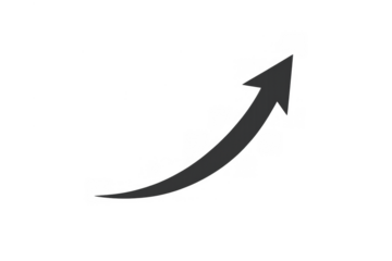 Curved upward arrow icon symbolizing business growth, economic recovery, increasing profit, and positive trend direction