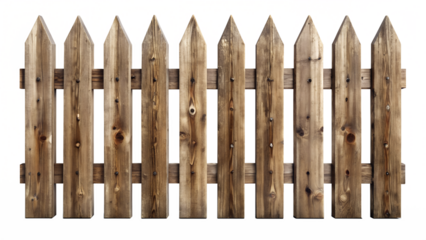 Brown wooden fence isolated on transparent background