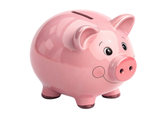 Pink piggy bank isolated on transparent background