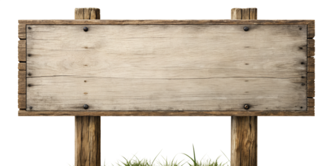 Wooden sign isolated on transparent background