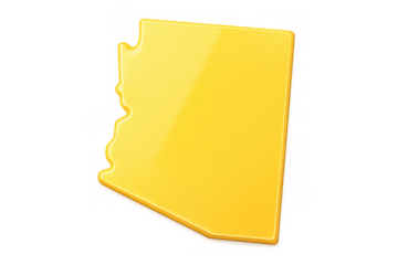Arizona state map glossy yellow icon isolated on transparent background representing united states geography and territory
