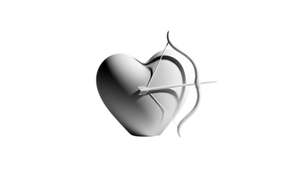 Broken heart with arrow isolated on transparent background