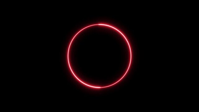 Red Neon Circle Outline on Black Background abstract