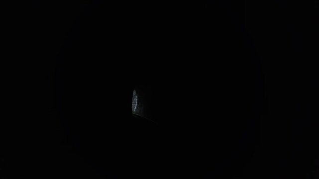 Train enter narrow tunnel on railway track seen from train driver perspective POV
