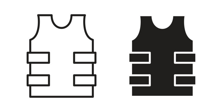 Bulletproof vest icons concept. Vector Line Icon Design. Simple flat style
