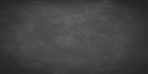 Blank vintage black chalkboard background with a dark gray grunge texture on a rough stone concrete wall surface for a textured design backdrop © Creative Lis