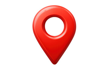 Red glossy 3d map pin icon marking a location, showing a navigation point for travel, destinations, and mapping applications