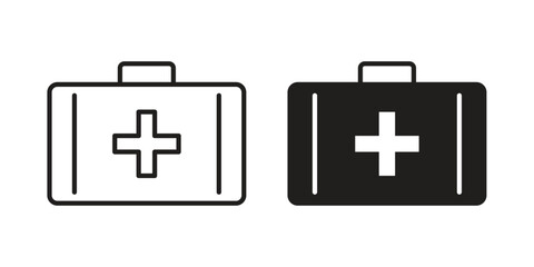 Obraz premium First aid box icons concept. Vector Line Icon Design. Simple flat style