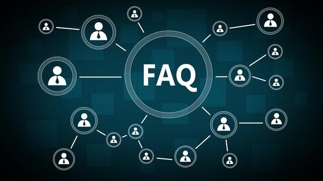 Business button FAQ connection web communication. People communication chain system animation background. 4k video