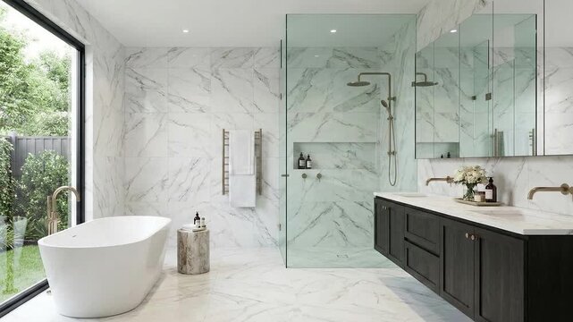 modern bathroom with white tiles