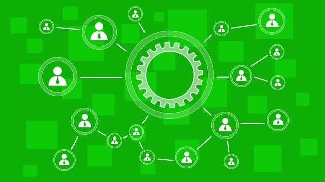 Button engineering business web icon communication. People communication chain system animation background. 4k video