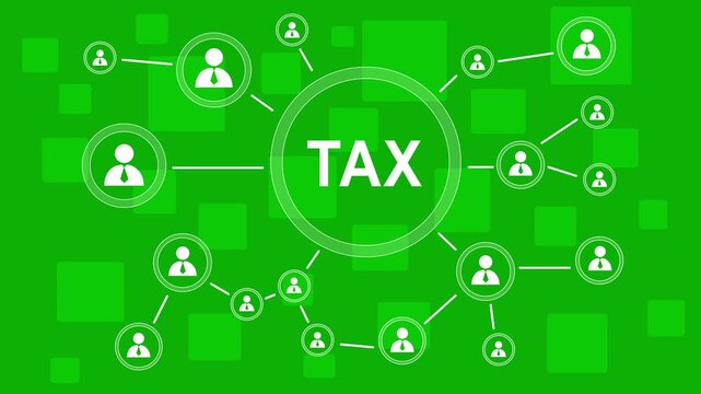 Tax button healthcare network on internet panel. People communication chain system animation background. 4k video