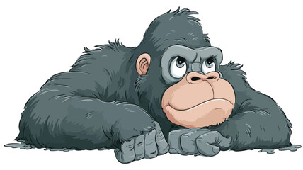 Confused Gorilla Cartoon Illustration on White Background for Design Projects