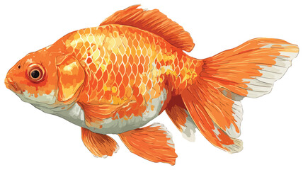 Fototapeta premium Cute Cartoon Goldfish on White Background Vector Illustration