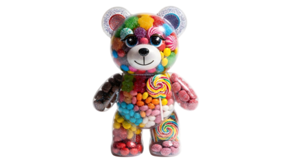 Colorful candy bear figurine with lollipop