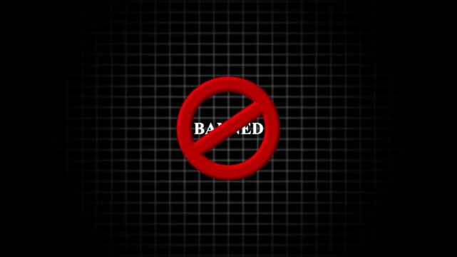 Red Prohibition Sign with Word BANED banned forbidden