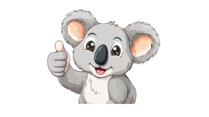 Cute Koala Cartoon Thumbs Up Vector with Outline Isolated