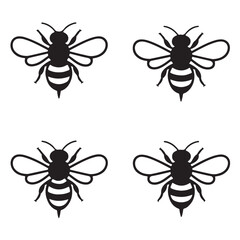 Flying Bee Vector Silhouette Set Minimal Design
