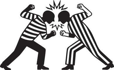 Fototapeta premium Minimalist Black and White Vector Illustration Representing Human Conflict