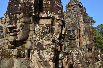 Bayon temple in Siem Reap Cambodia. The Bayon is a well-known and richly decorated Khmer temple at Angkor in Cambodia.