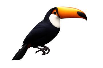 Fototapeta premium Toucan bird standing, showing its colorful large beak and body, tropical wildlife animal on transparent background