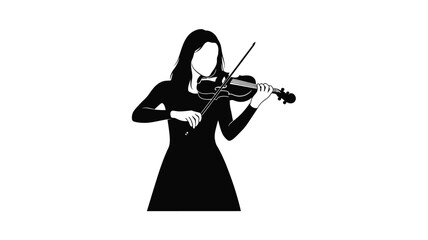 Fototapeta premium A woman playing the violin a striking black and white silhouette