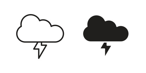 Obraz premium Thunderstorm icons concept. Vector Line Icon Design. Simple flat style