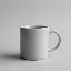 Fototapeta premium Minimal white mug isolated on neutral background, clean modern still life for branding and mockups